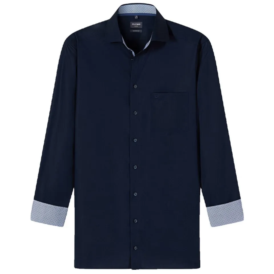 Olymp Comfort zakelijk overhemd donkerblauw kobalt, foto 2
