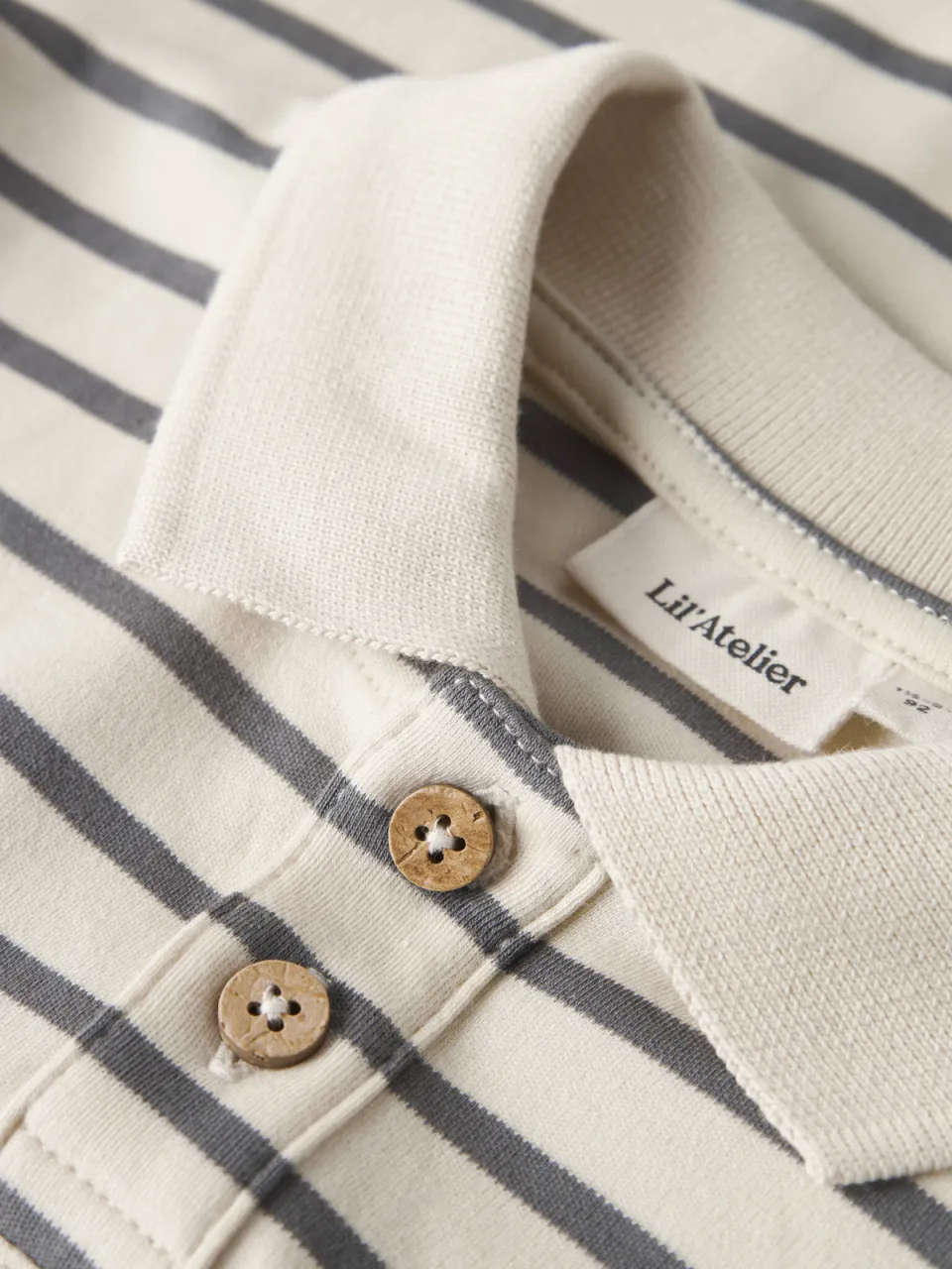 Lil' Atelier MINI loose fit gestreepte polo - ecru, foto 4