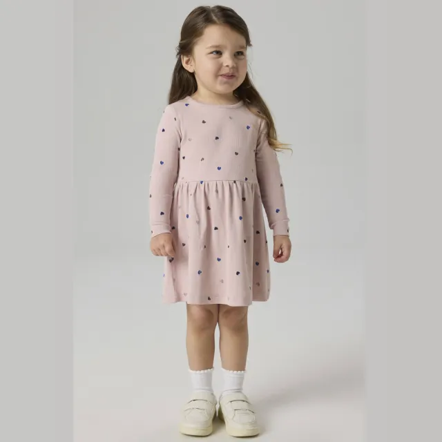 NAME IT MINI gebreide jurk lichtroze met hartjes