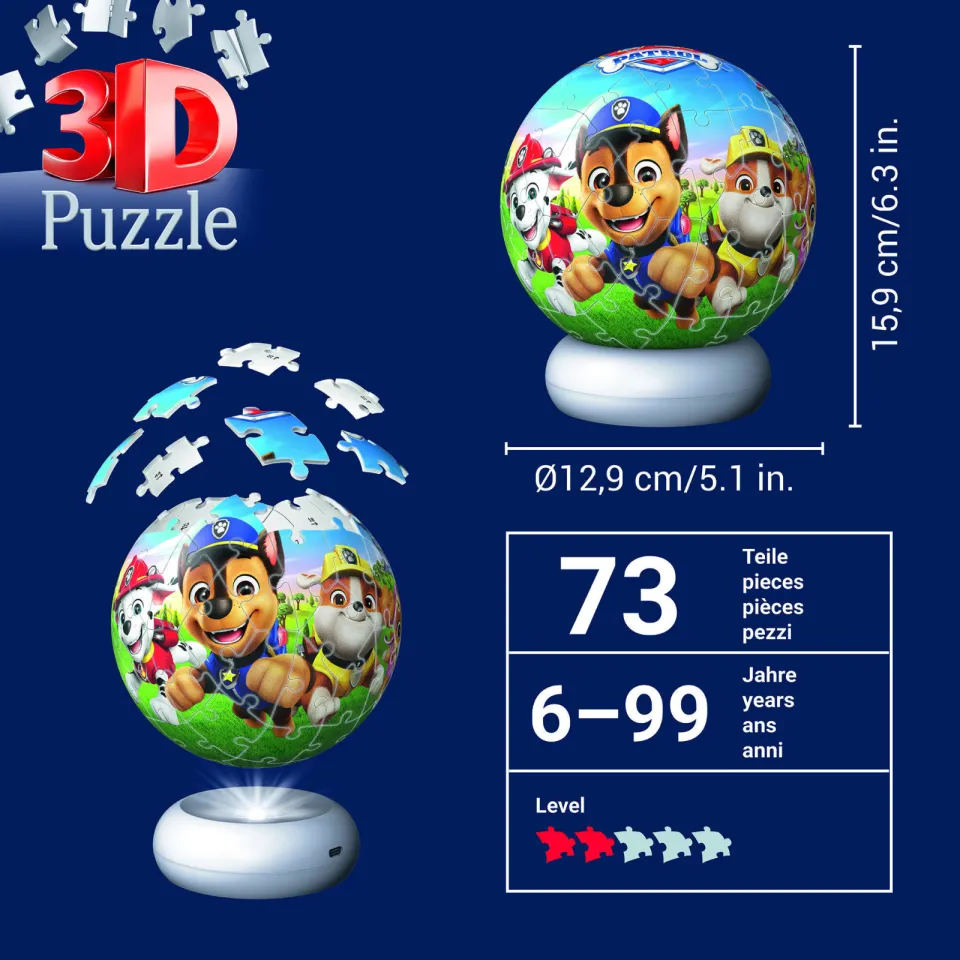 Ravensburger 3D Puzzle NightLight Paw Patrol - 72 stukjes, foto 2