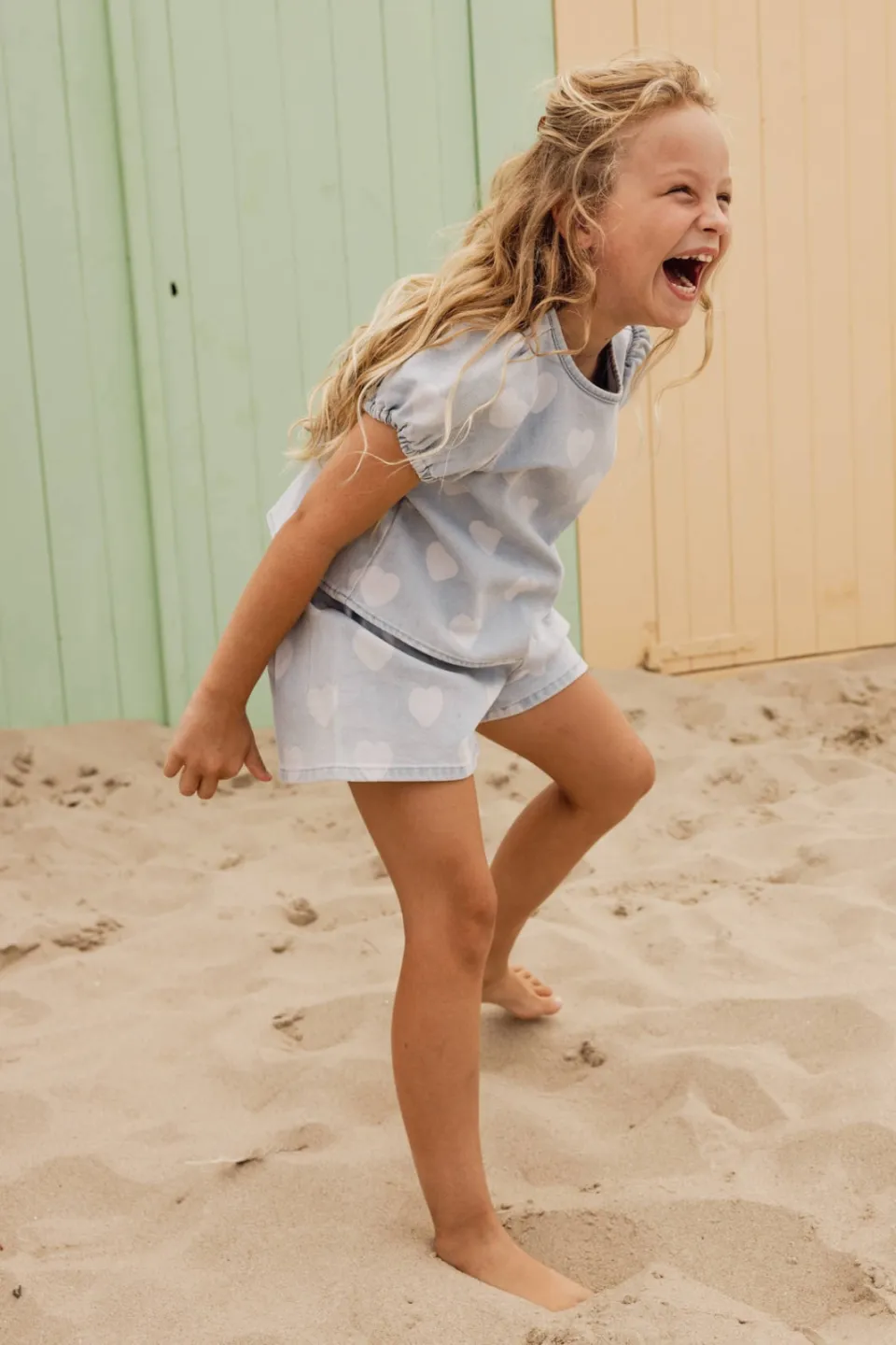 LOOXS little T-shirt met hartjes lichtblauw light blue denim, foto 6