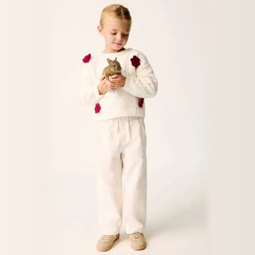 Mango Kids gebreide gebloemde trui - ecru, foto 4