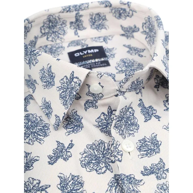 Olymp Overhemd Lange Mouw Olymp Luxor Overhemd Print Blauw natuurlijk