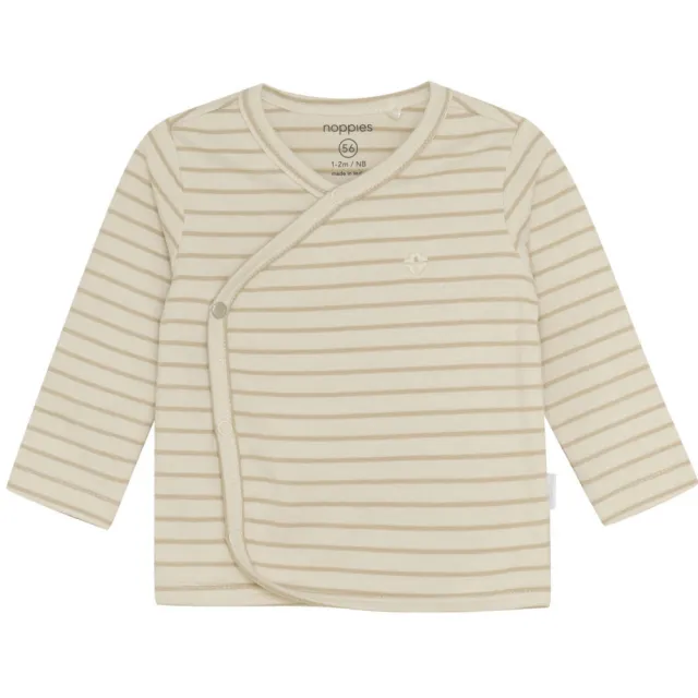 Noppies baby gestreepte longsleeve ecru V-hals, foto 2