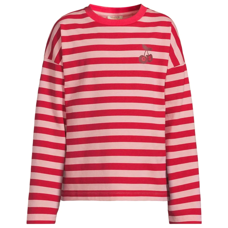 Orange Stars gestreepte longsleeve roze rood, foto 2