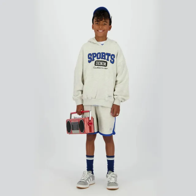 Vingino relaxed sweatshort beige Beige melange/hardblauw