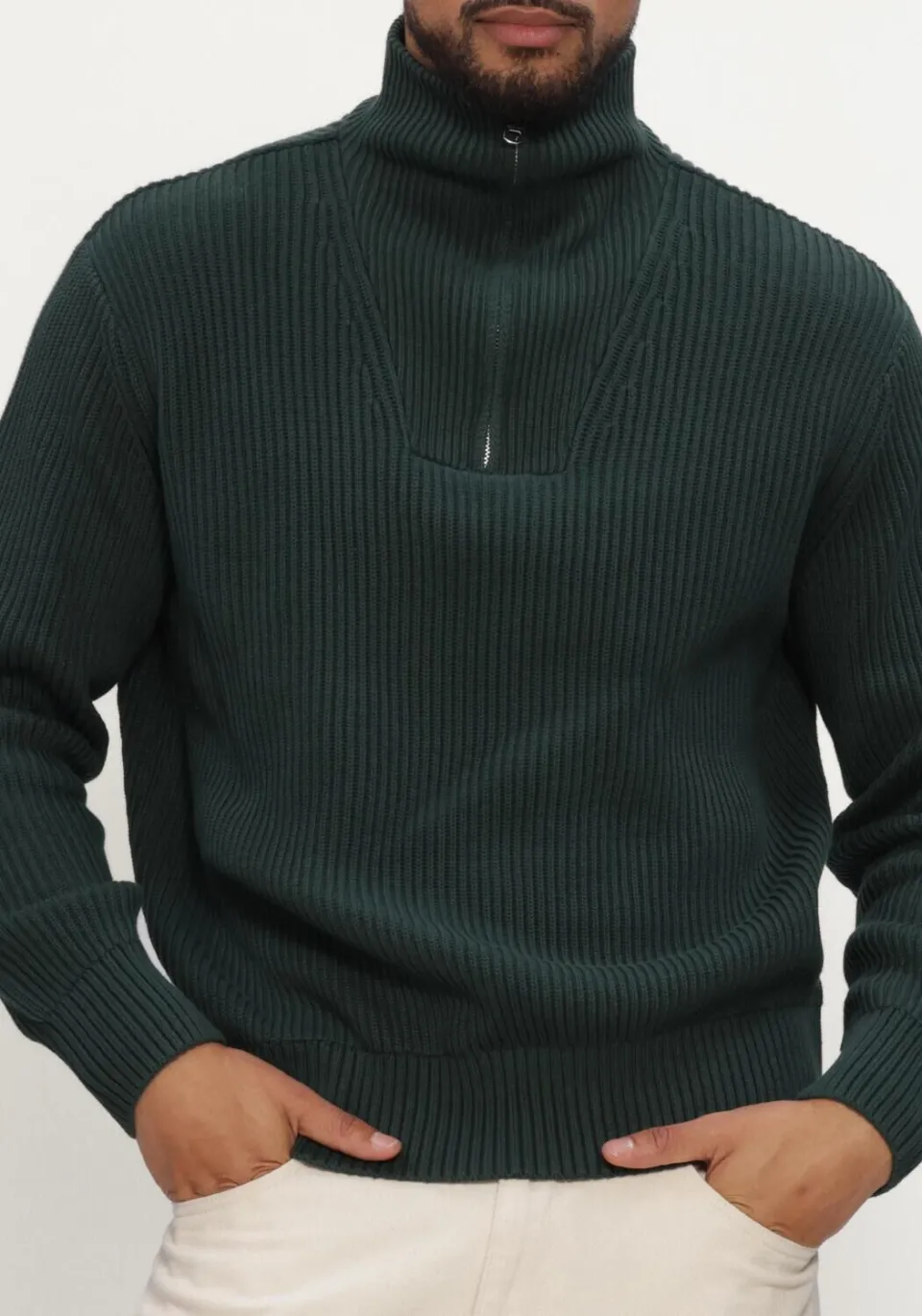 Selected Men Heren Truien & Vesten Slmdry Ls Knit Half Zip - Donkergroen, foto 7