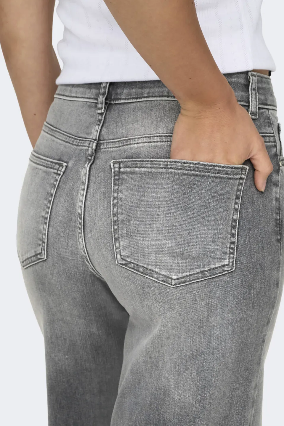 Only high waist wide leg jeans ONLMADISON grey denim, foto 7