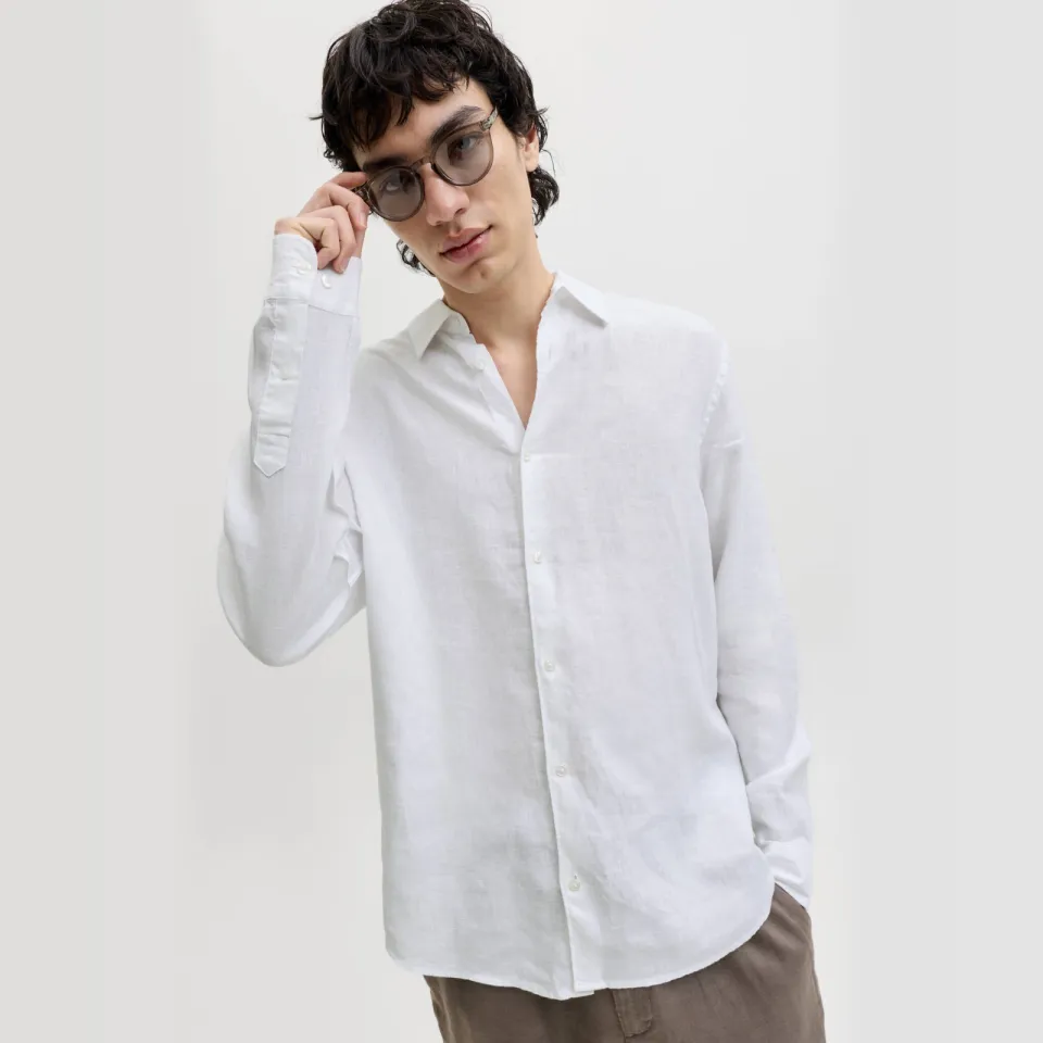 Jack & Jones PREMIUM relaxed casual overhemd met linnen wit, foto 3