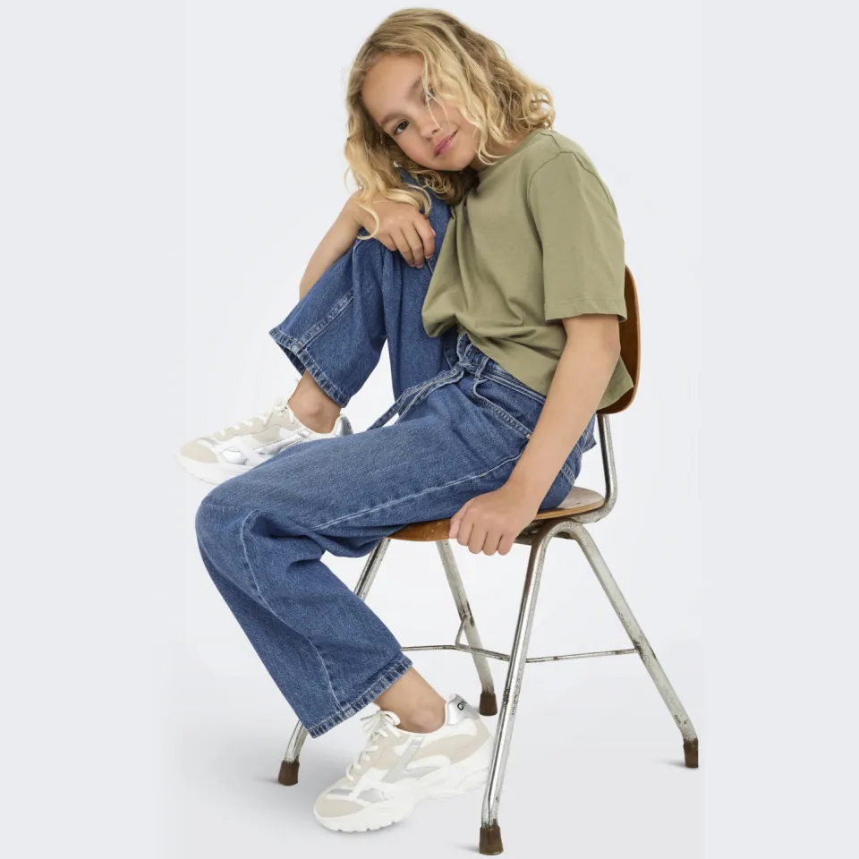 KIDS ONLY GIRL high waist straight leg jeans medium blue denim, foto 4