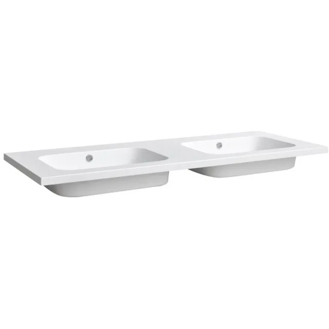 Sanilux Wastafel Sanilux Classic 120x47x3 cm Mineraalmarmer Mat Wit Dubbel Sanilux