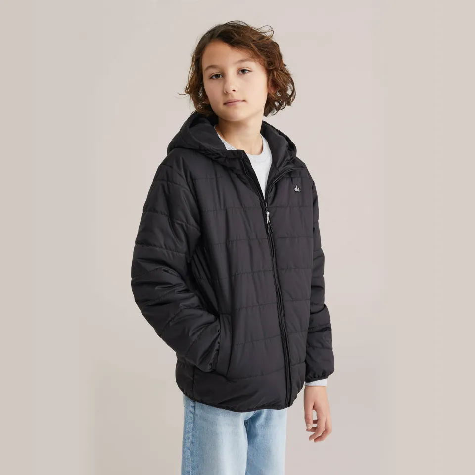 WE Fashion gewatteerde jas zwart jongens
