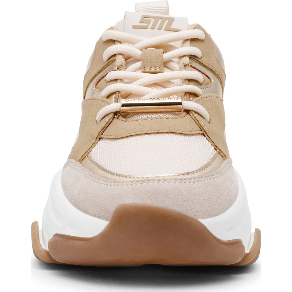 Steve Madden Progressive chunky leren sneakers beige/goud, foto 7