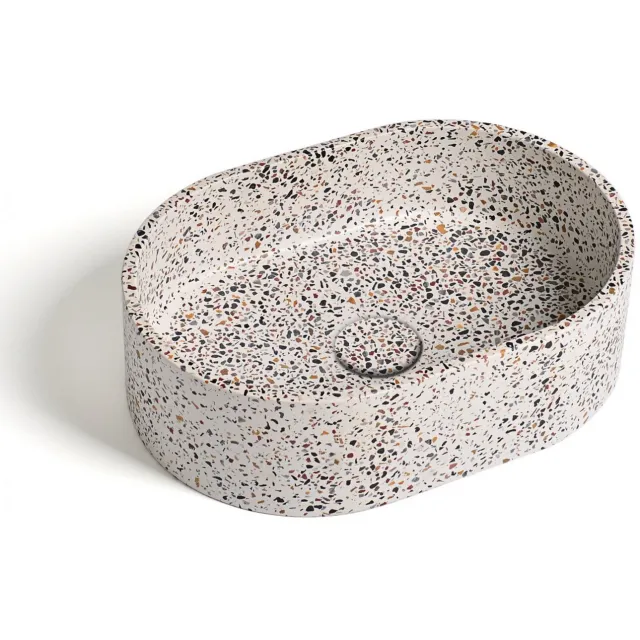 Ideavit Waskom Ideavit Idea.Rock 40x28x12 cm Ovaal Terrazzo Wit