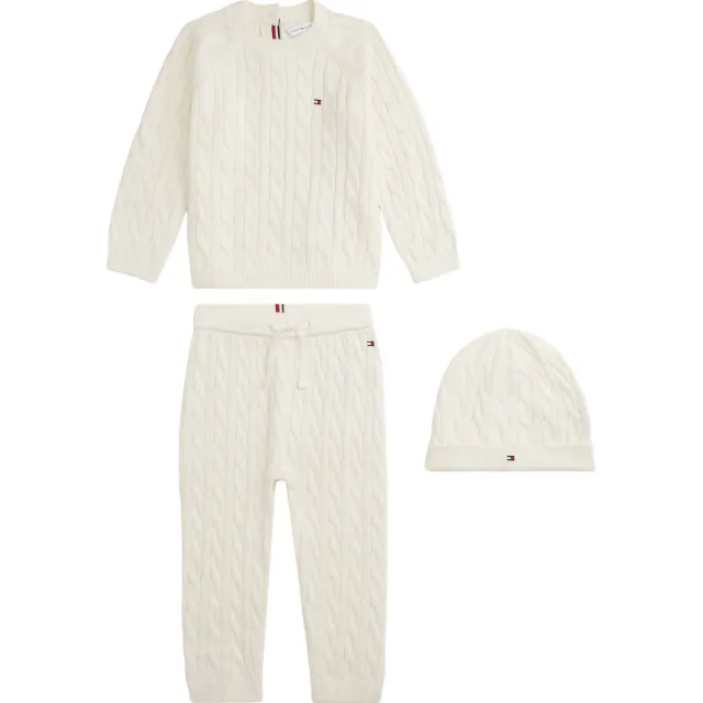 Tommy Hilfiger gebreide set met kabels - ivoor