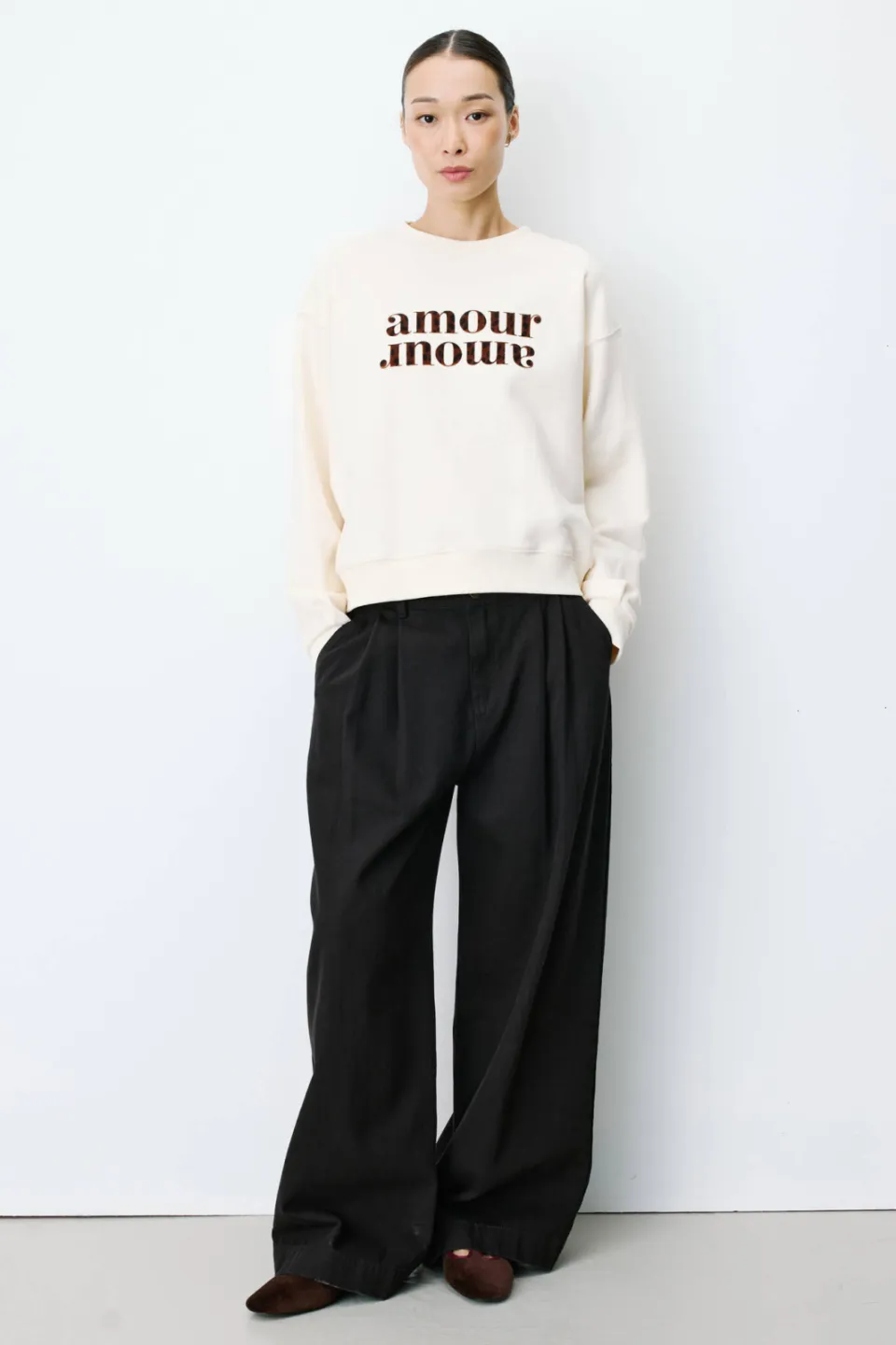 Grace & Mila sweater met tekst - ecru/bruin, foto 6