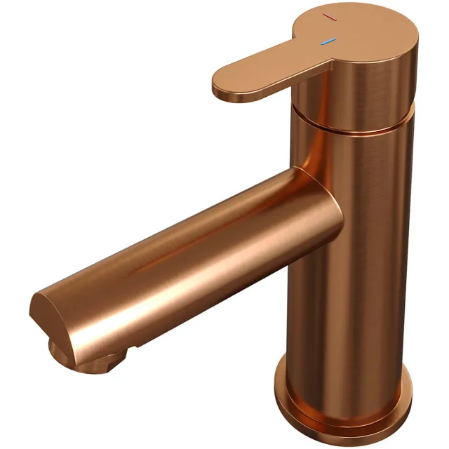 Brauer Wastafelmengkraan Brauer Copper Edition Coldstart Opbouw Laag Korte Platte Hendel Geborsteld Koper PVD