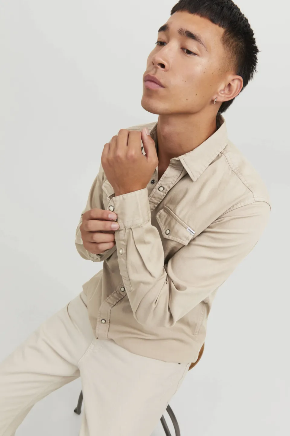 Jack & Jones ESSENTIALS regular casual overhemd beige, foto 4