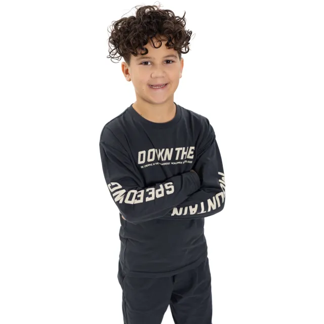 No Way Monday rechtvallende longsleeve donkergrijs