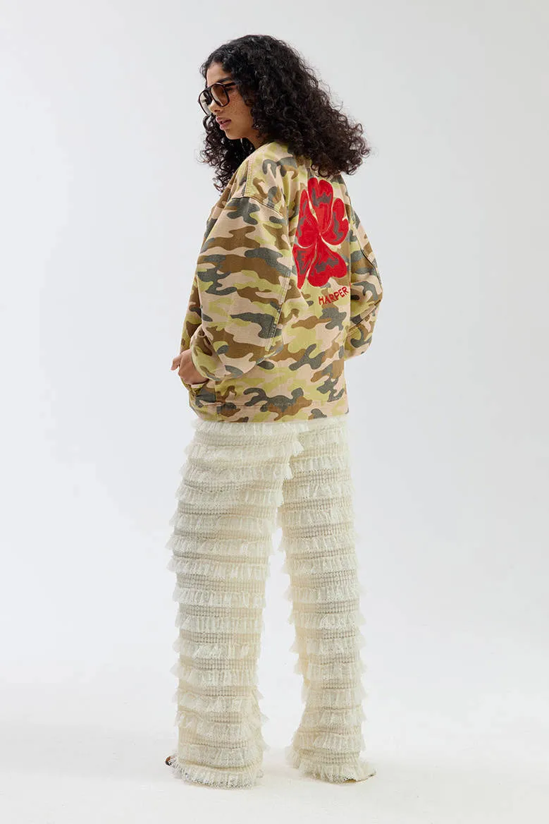 Harper & Yve straight fit broek met ruches - ecru, foto 3