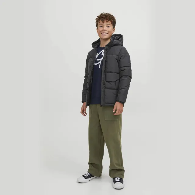 Jack & Jones Junior gewatteerde winterjas JCOSPEED zwart