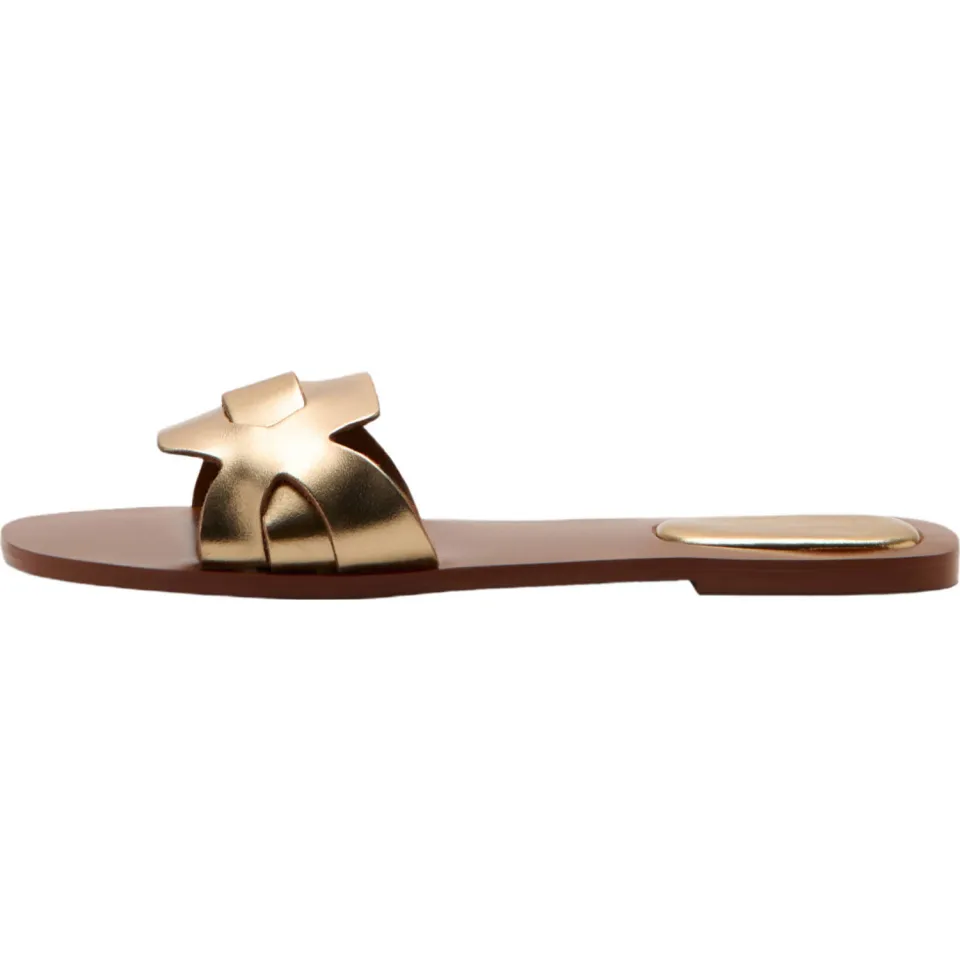 Mango TEEN leren sandalen goud Goud/bruin