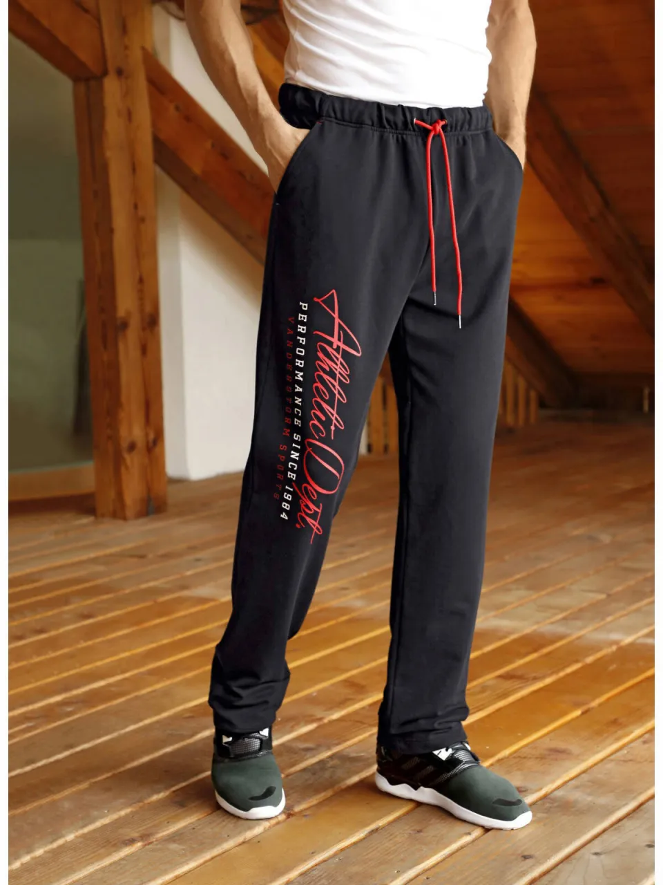 Jan Vanderstorm loose fit joggingbroek BJAN Plus Size met printopdruk zwart, foto 3