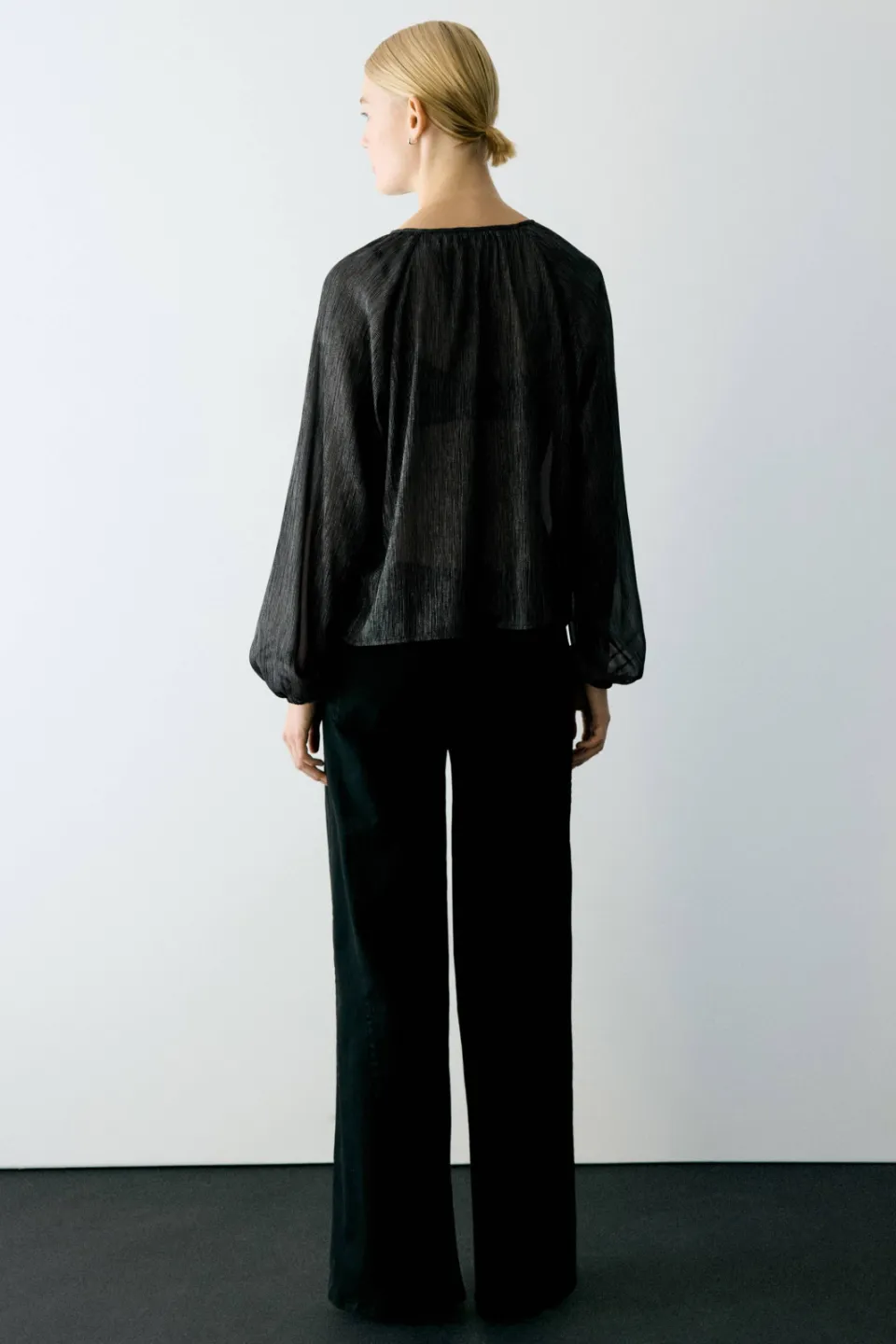 Mango semi-transparante blousetop zwart, foto 5