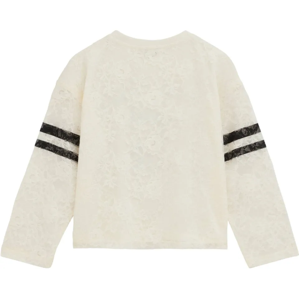 WE Fashion longsleeve met kant en tekst wit, foto 3