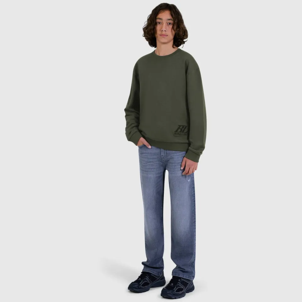 Ballin sweater met backprint - olijfgroen/zwart, foto 3