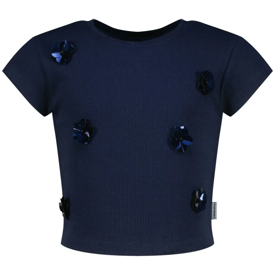 Vingino Jessie gebloemd T-shirt donkerblauw, foto 2