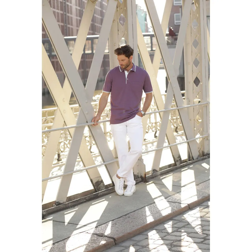 Babista regular fit polo met contrast bies Plus Size - lila, foto 4