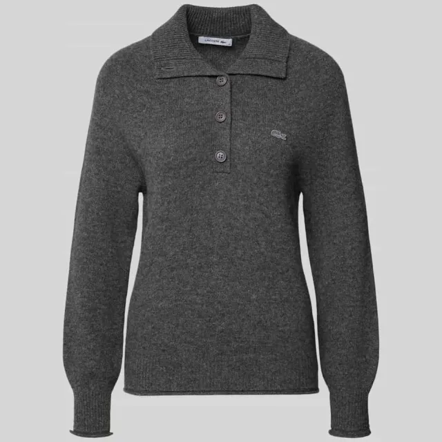 Lacoste Regular fit pullover van pure wol Antraciet