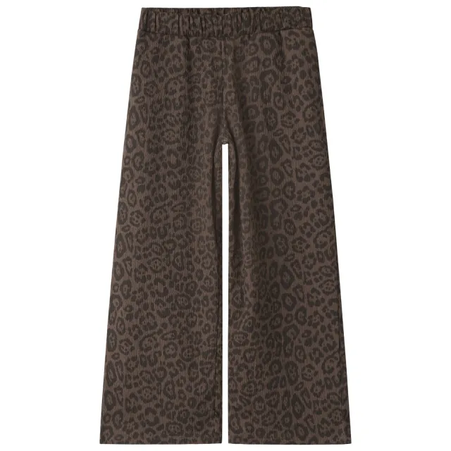 NAME IT MINI babybroek met panterprint - donkerbruin