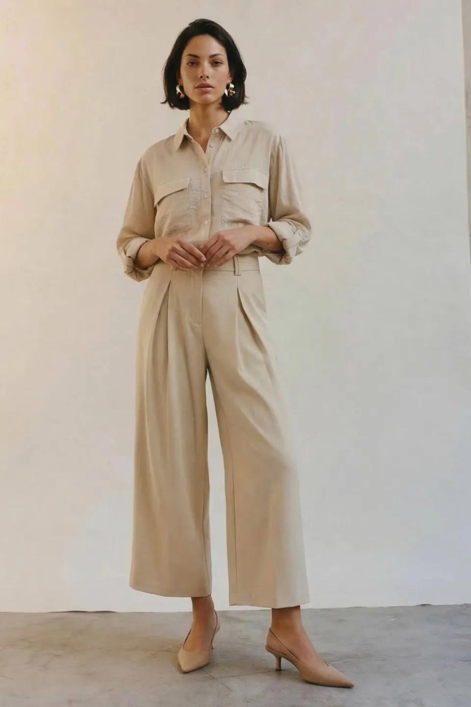 Aware straight high waist pantalon ecru