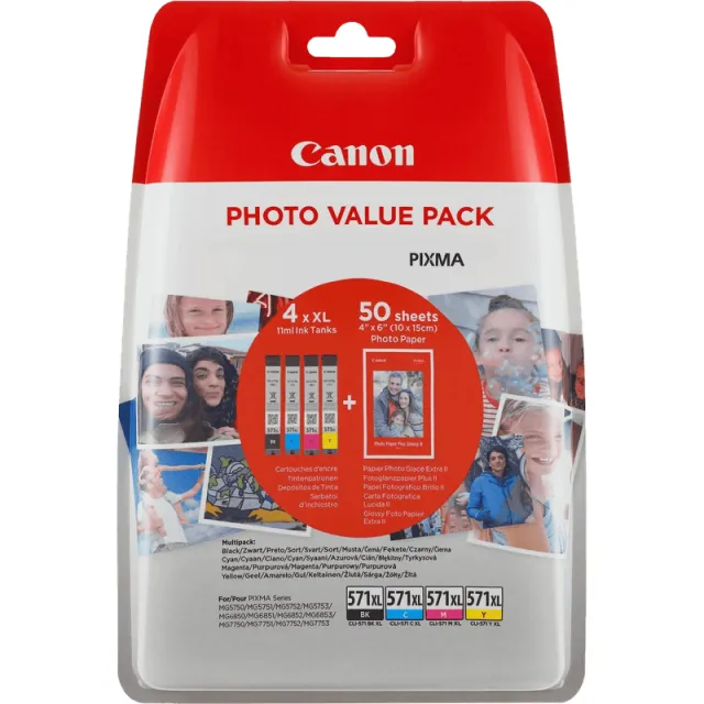 Canon CLI-571XL photo value pack inktcartridges Zwart