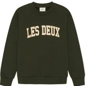 Les Deux rechtvallende sweater met logo - donkergroen Jongens Katoen Ronde hals