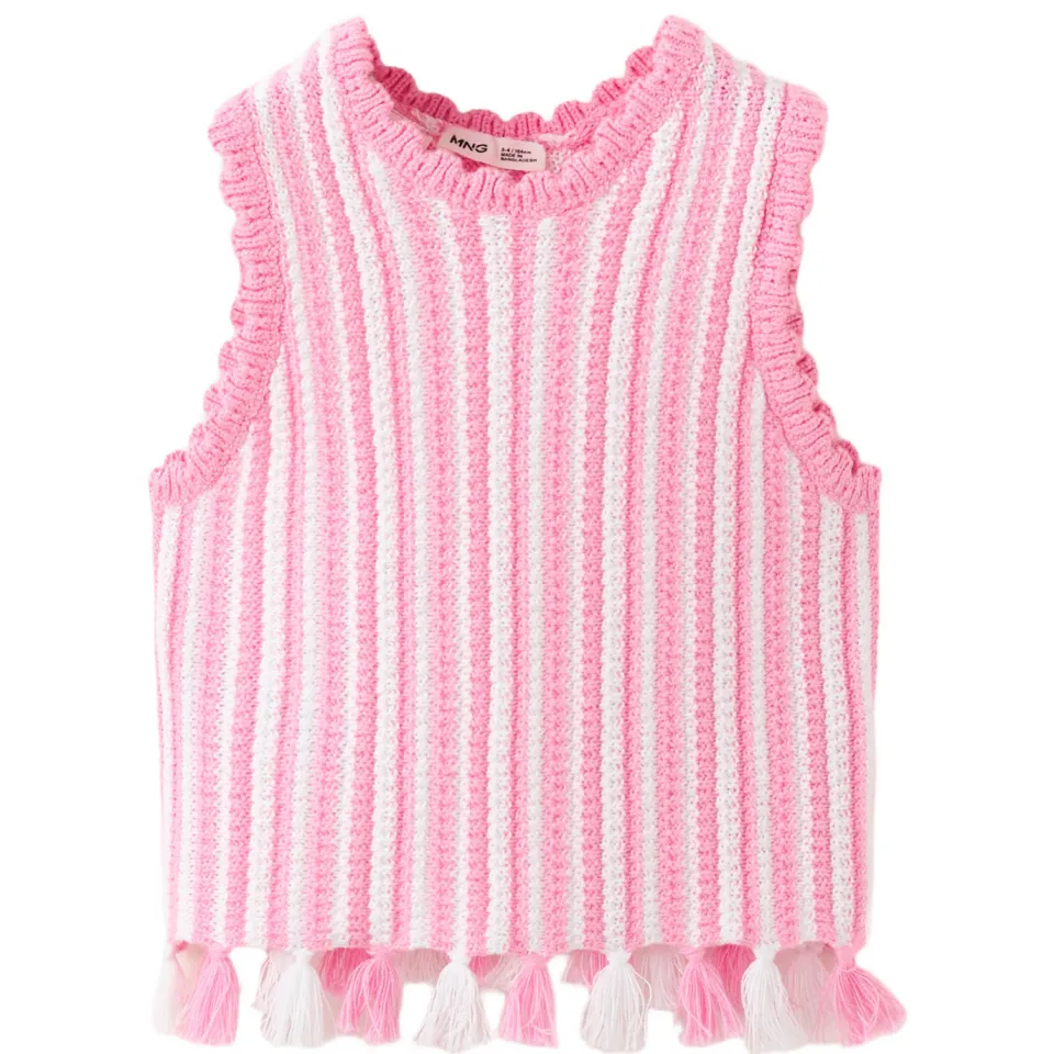 Mango Kids gestreepte gebreide top roze, foto 2