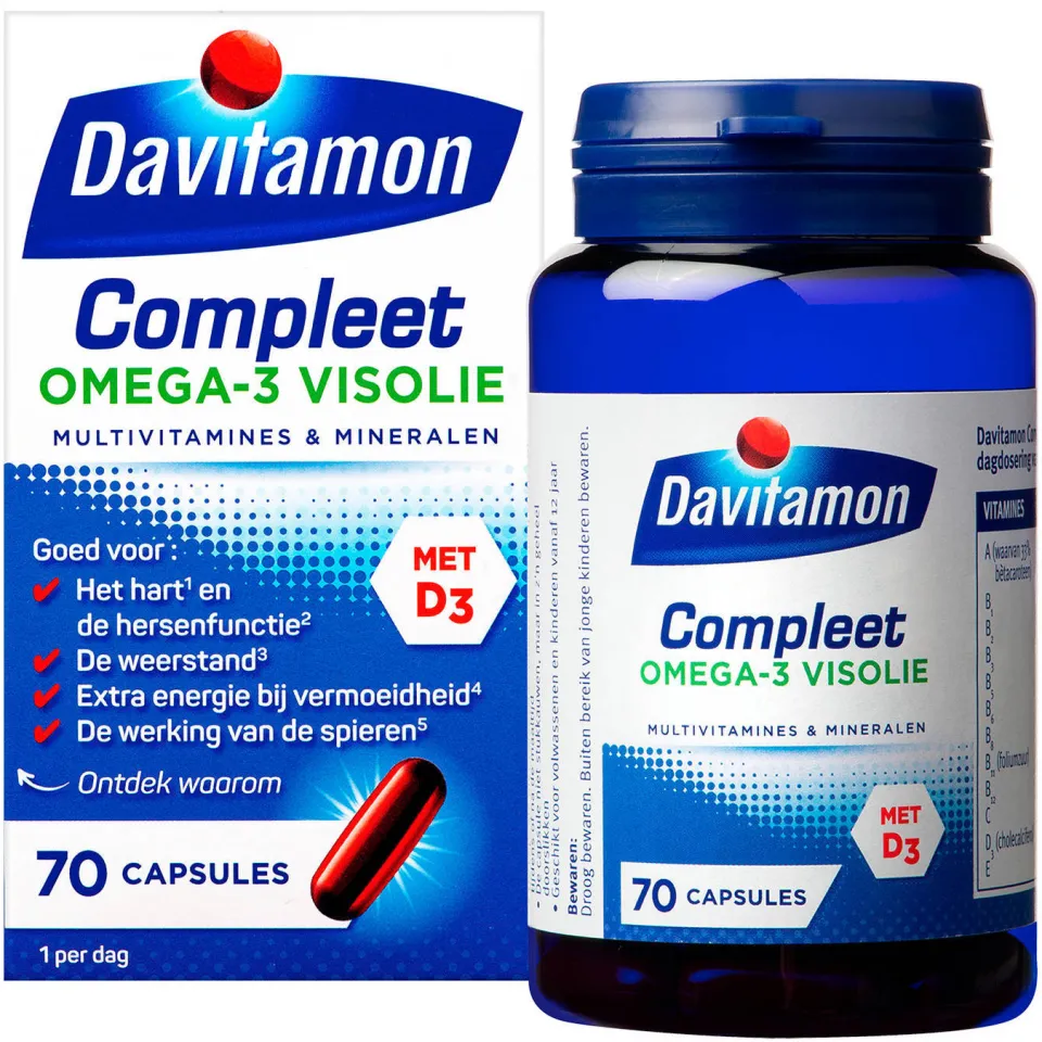 Davitamon Compleet Omega-3 Visolie capsules - 70 stuks, foto 5