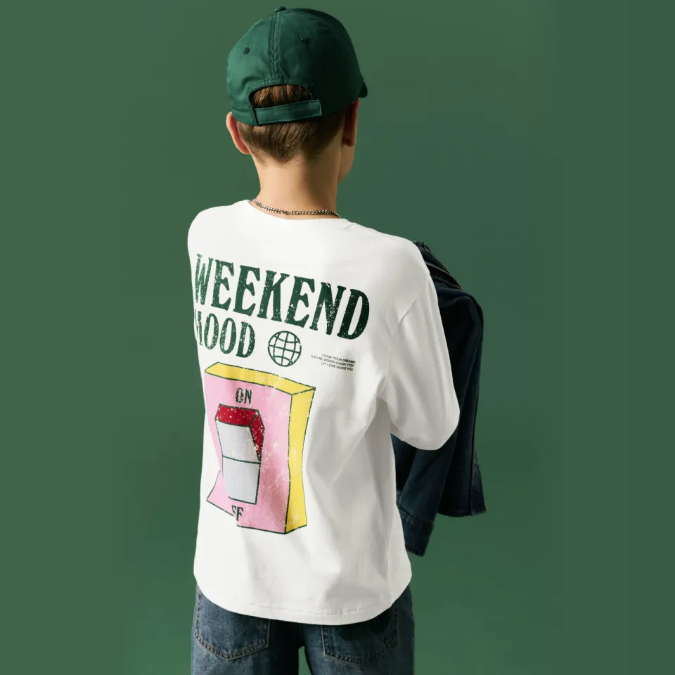 NAME IT rechtvallende longsleeve met backprint wit, foto 6