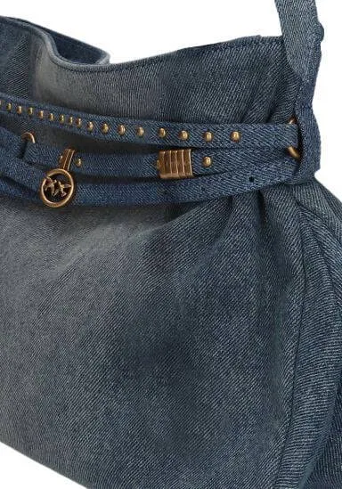 Pinko Belt Bag Big denim schoudertas blauw, foto 4