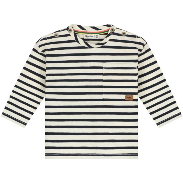 Babyface gestreepte longsleeve donkerblauw/ecru