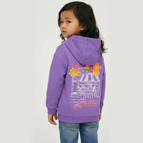 Little Cars hoodie met backprint paars, foto 3
