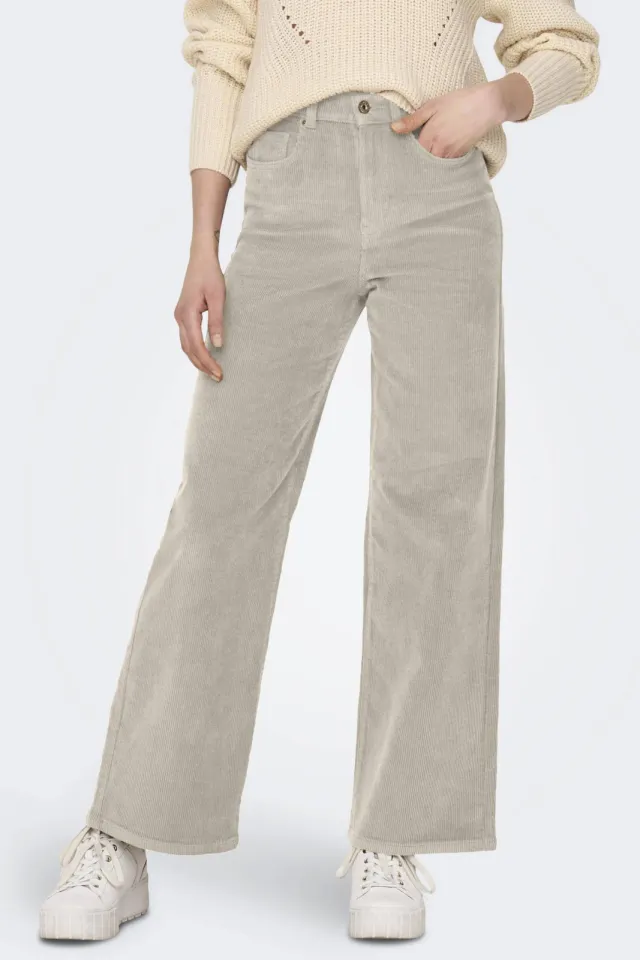 Only ONLHOPE wijde corduroy broek ecru