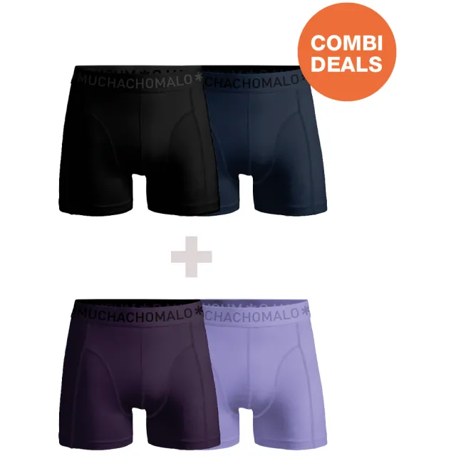 Muchachomalo Heren 2+2-pack Boxershorts Effen Veelkleurig