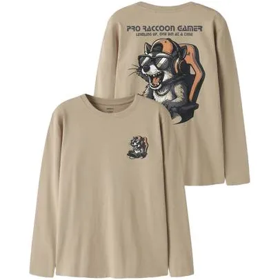 NAME IT rechtvallende longsleeve met backprint beige, foto 3