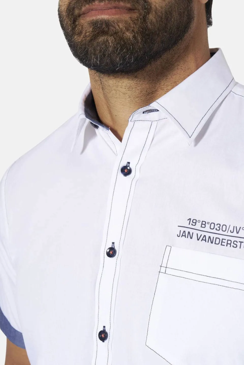 Jan Vanderstorm +FIT Collectie regular casual overhemd donkerblauw, foto 7