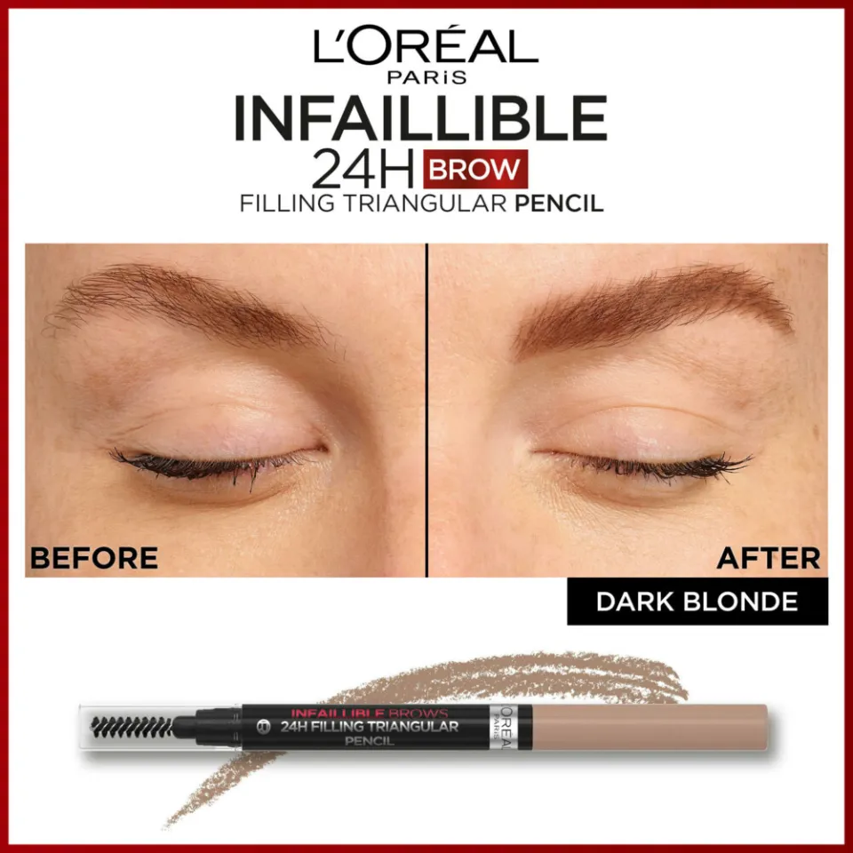 L'oréal Infaillible 24H Filling Triangular wenkbrauwpotlood 6.0 Auburn bruin, foto 7