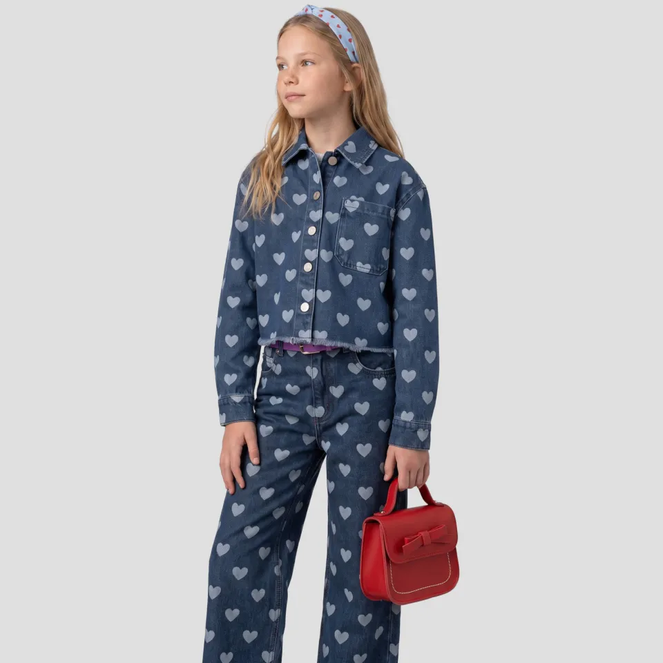 Me & My Monkey spijkerjas met hartjes donkerblauw donkerblauw/lichtblauw, foto 5
