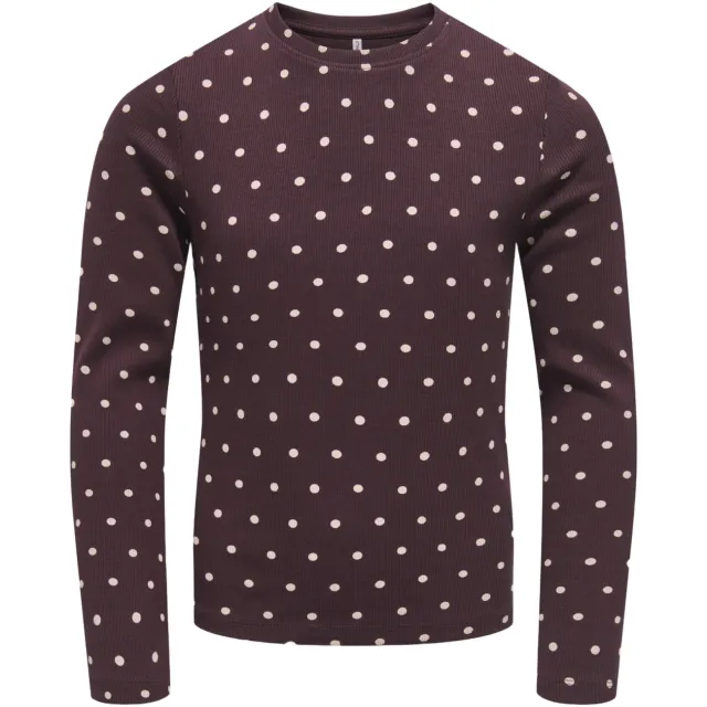 Only gebreide top met stippen roodbruin Roodbruin/roze